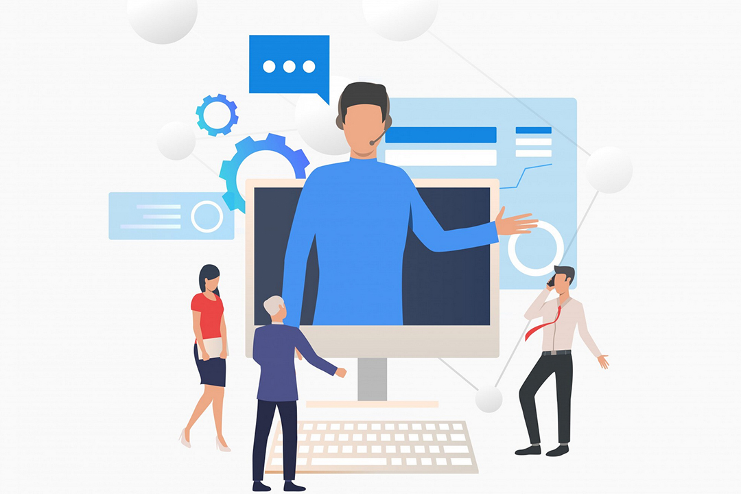 Professional working at computer desk